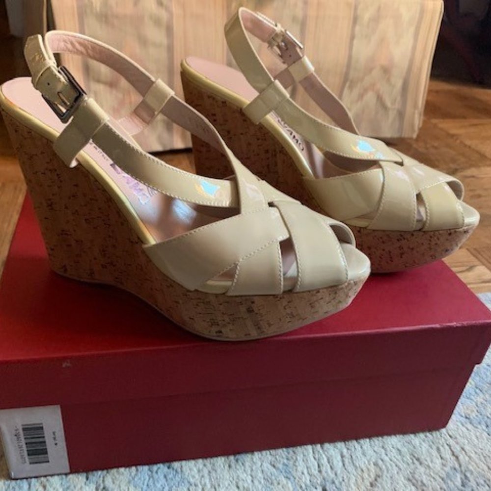 FERRAGAMO WEDGE SANDALS - NEW IN BOX